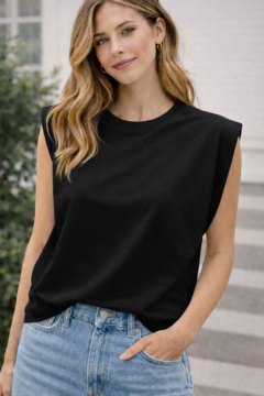 EPAULETTE BLACK T-SHIRT