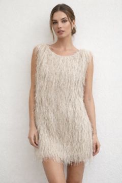 FRINGE BEIGE DRESS
