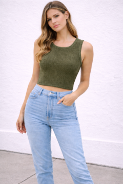 SLEEVELESS KNITTED OLIVE GREEN