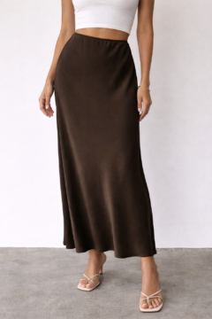 LONG BROWN VISCOSE SKIRT