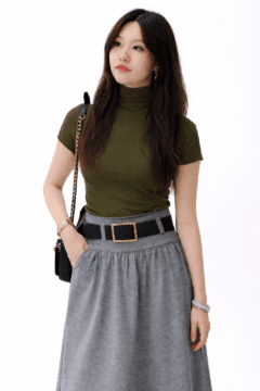TURTLE NECK GREEN SHORT SLEEVE
