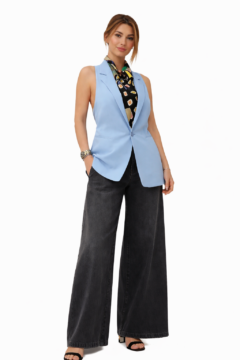 BABY BLUE GILET 1 STRIPE BACK