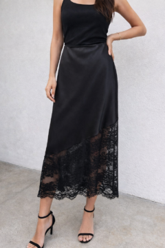 LONG PIZZO SATIN SKIRT
