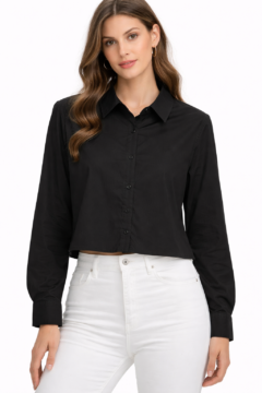 CLASSIC BLACK CROPPED SHIRT