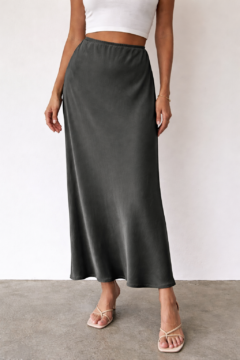 LONG PETROL SATIN SKIRT