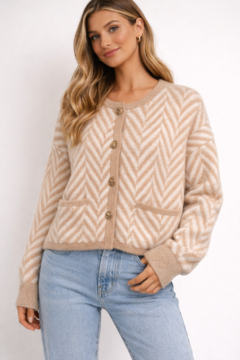 BEIGE KNITTED CARDIGAN