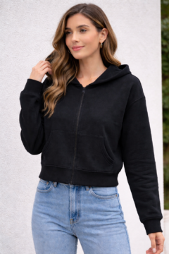 ZIP UP BLACK HOODIE