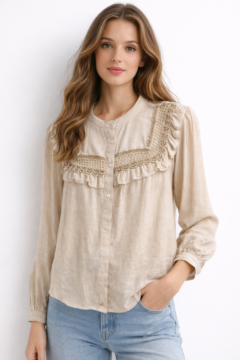BEIGE SHIRT WITH CROCHET