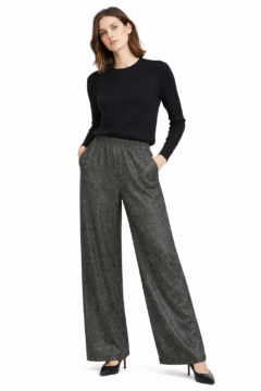 BLACK GLITTERED KNITTED PANTS