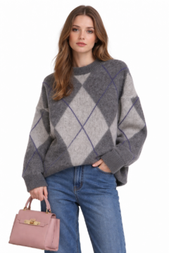 GREY SWEATER LOSANGE