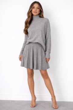 GREY CO ORD SET KNITTED