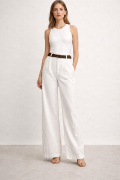 WHITE PANTS WITH BELT