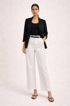 WIDE WHITE PANT WITH BELT