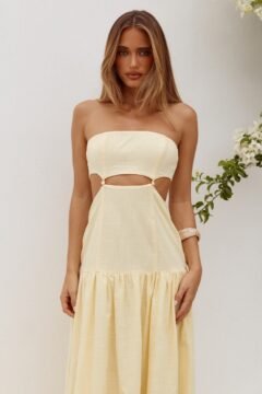 Gaia strapless cutout maxi dress butter