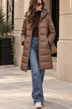 TEXTURED LONG PADDED PARKA SADDLES
