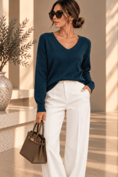 KNITTED SWEATER DARK PETROL